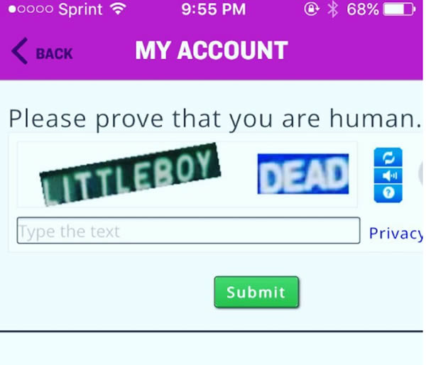 Incorrect captcha